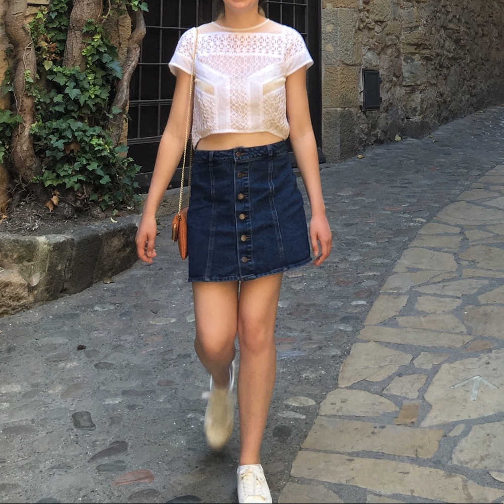 Denim button up skirt